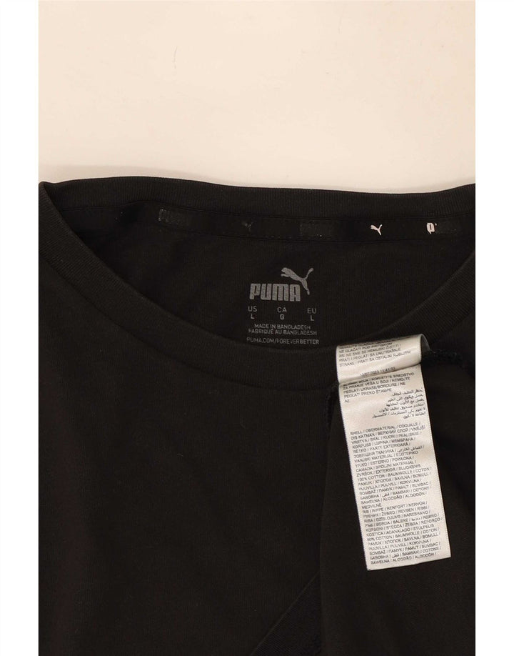 Męski T-shirt z grafiką Puma, duży, czarny, bawełniany