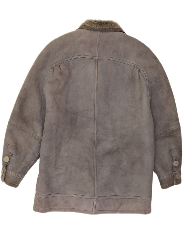 VINTAGE Mens Oversized Shearling Jacket IT 46 Small Grey Shearling Vintage Vintage and Second-Hand Vintage from Messina Hembry 