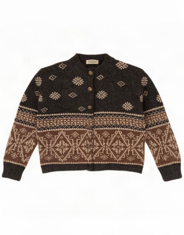 Eddie Bauer Damski sweter Petite Bolero UK 14 Średni szary Fair Isle Wool