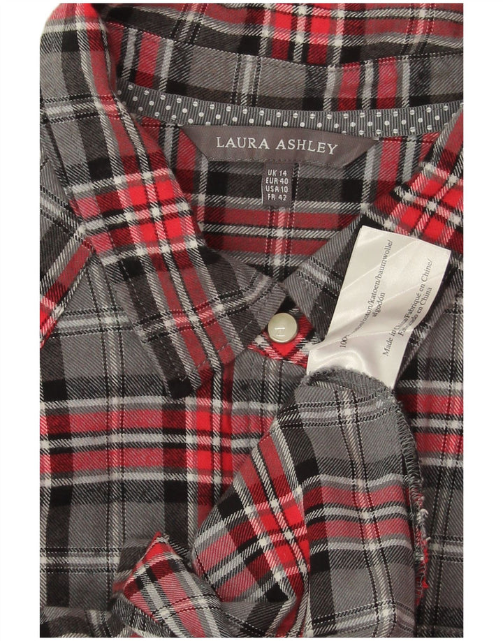 Damska koszula flanelowa Laura Ashley UK 14, duża, szara, bawełniana w kratę