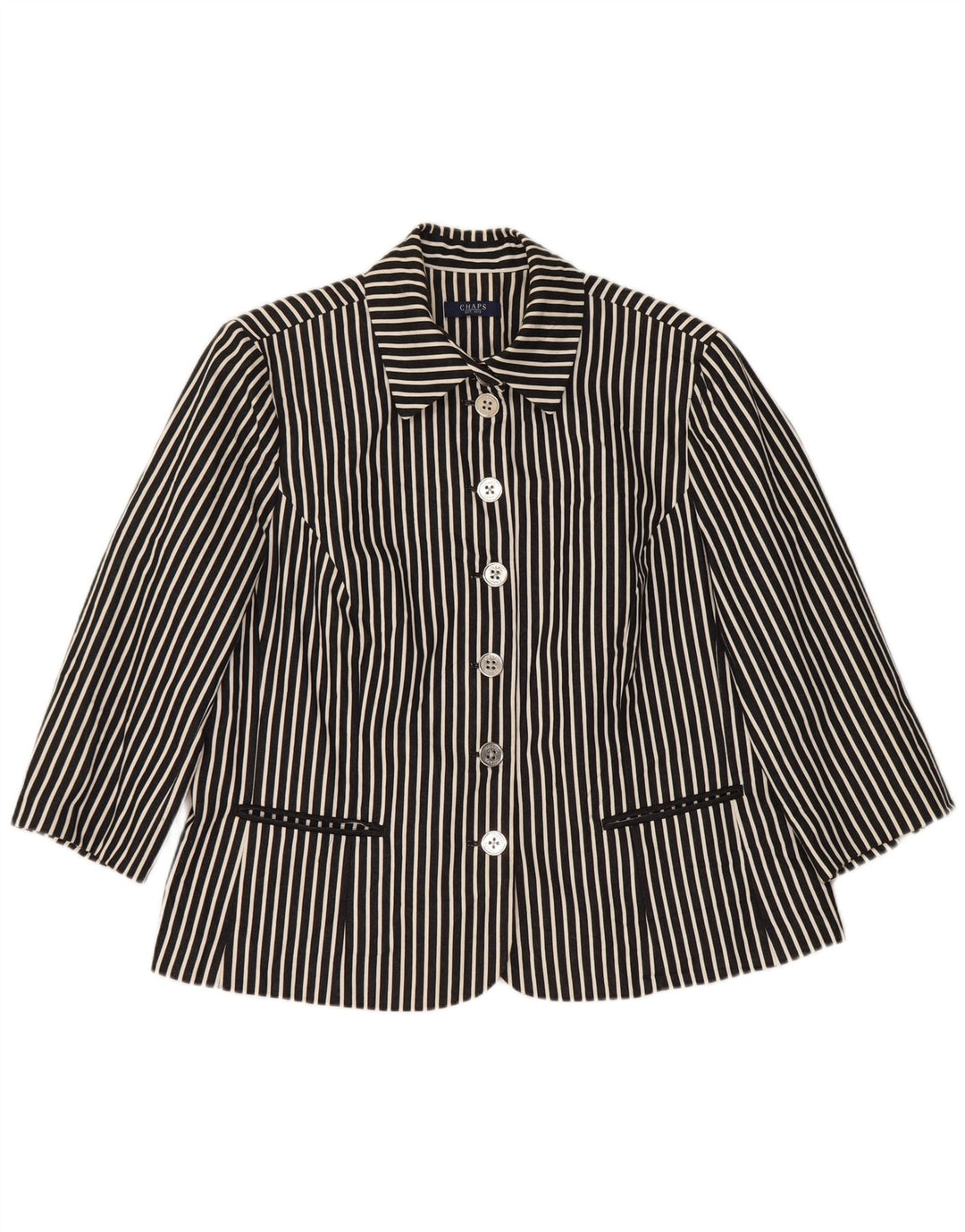 Damska marynarka Chaps z rękawem 3/4 i 6 guzikami, UK 18 XL, granatowa w paski