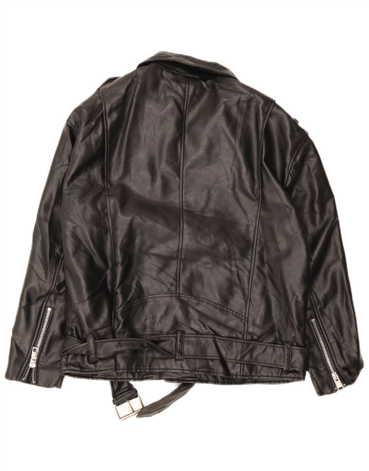 Damska kurtka motocyklowa typu oversize ze sztucznej skóry ZARA UK 10, mała czarna