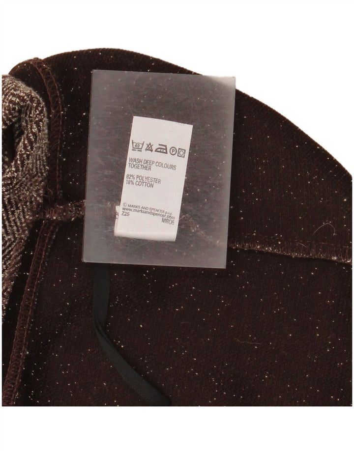 Marks & Spencer Damska spódnica midi UK 18 XL W36 Brązowa, poliester w jodełkę