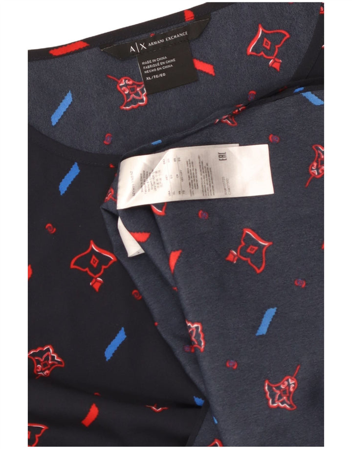 ARMANI EXCHANGE Damska bluzka bez rękawów, UK 18 XL, granatowa, geometryczna