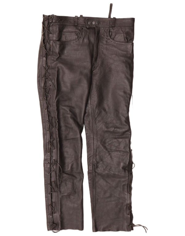 Męskie spodnie skórzane VINTAGE W34 L30 czarne