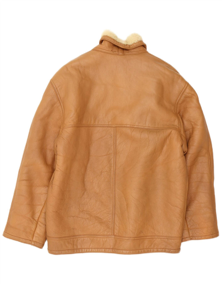 Vintage męska kurtka Shearling UK 40, duża brązowa