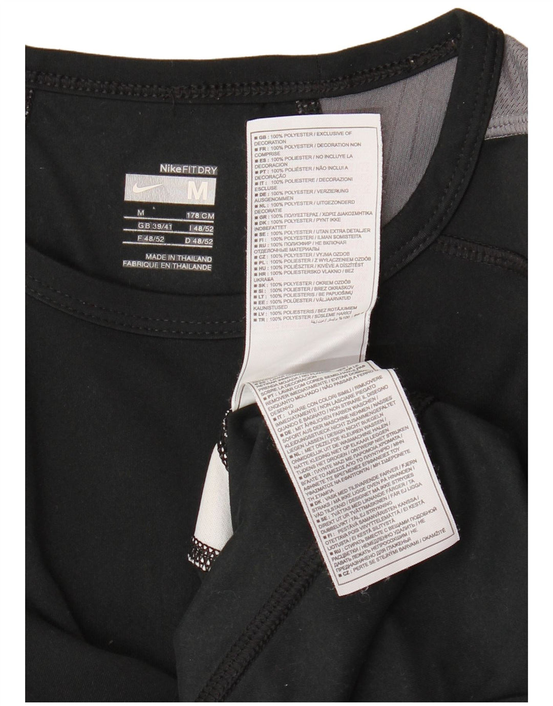 T-shirt męski NIKE Fit Dry UK 39/41, średni czarny poliester z blokami kolorów