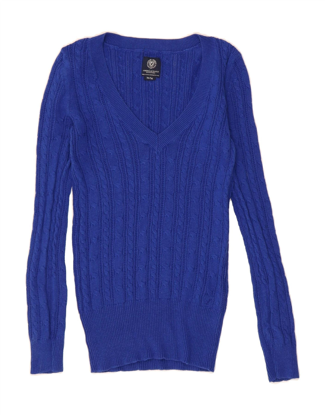 AMERICAN EAGLE Womens V-Neck Jumper Sweater UK 12 Medium Blue Cotton Vintage American Eagle and Second-Hand American Eagle from Messina Hembry 