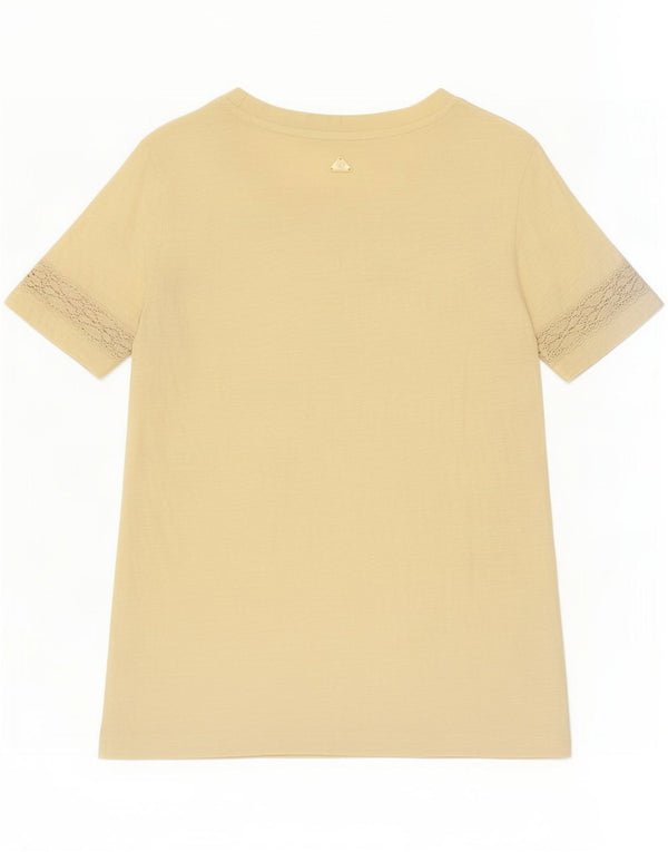T-shirt damski Barbour Top UK 10 Small, żółty, bawełniany
