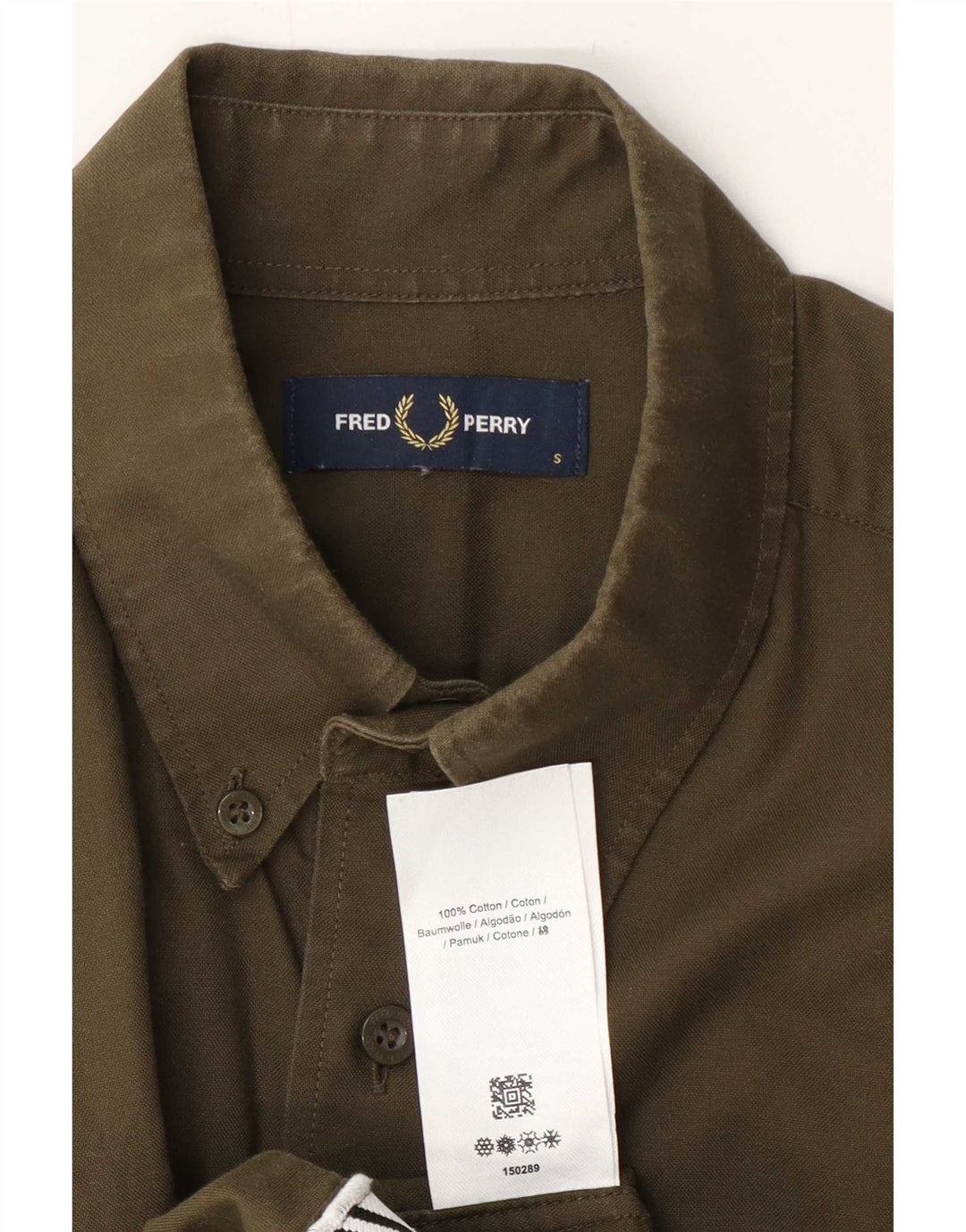 Koszula męska Fred Perry, mała, bawełniana w kolorze khaki