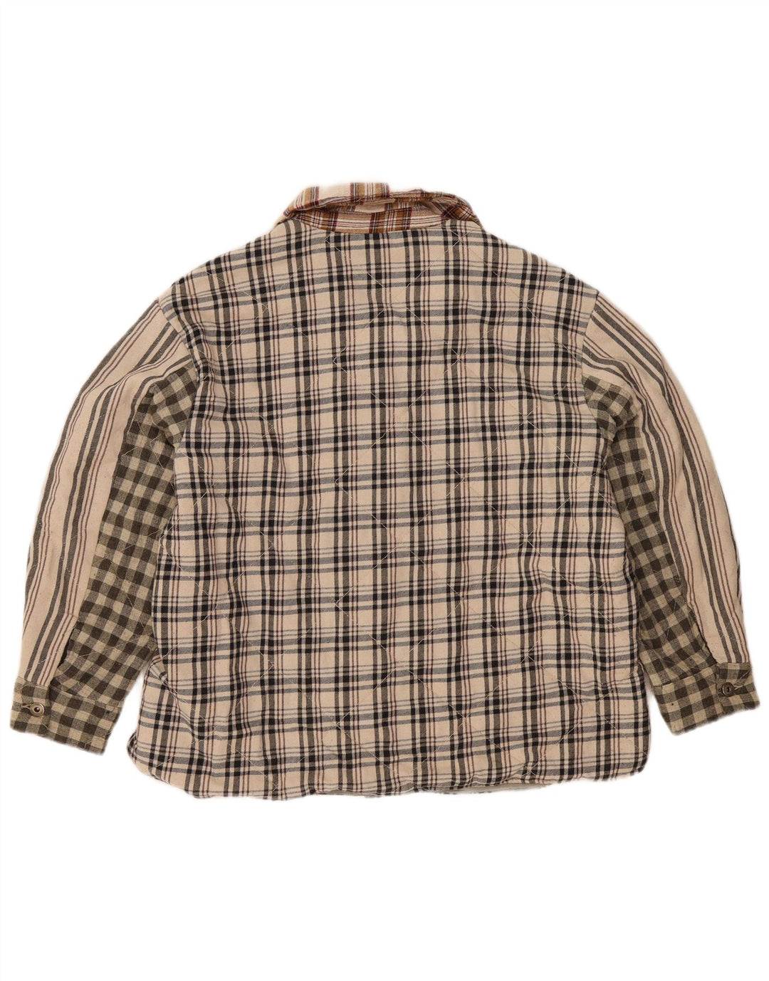 Damska koszula flanelowa Zara Lumberjack UK 16, duża, beżowa, patchworkowa, poliestrowa