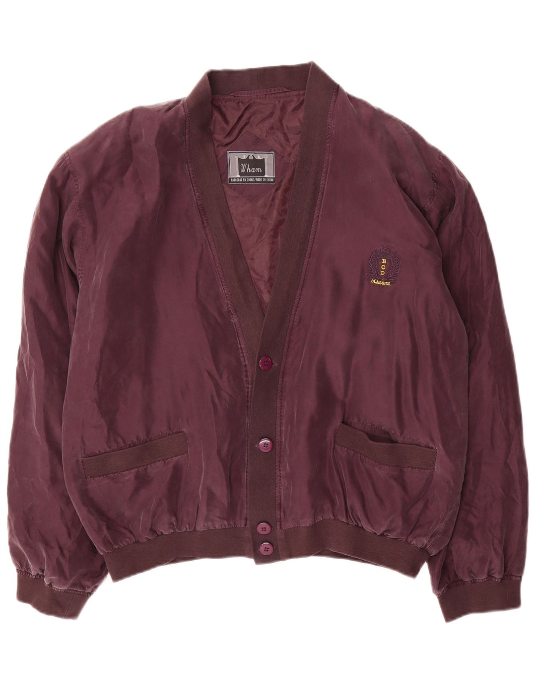 Męska kurtka bomber w stylu vintage UK 38 Średni fioletowy jedwab