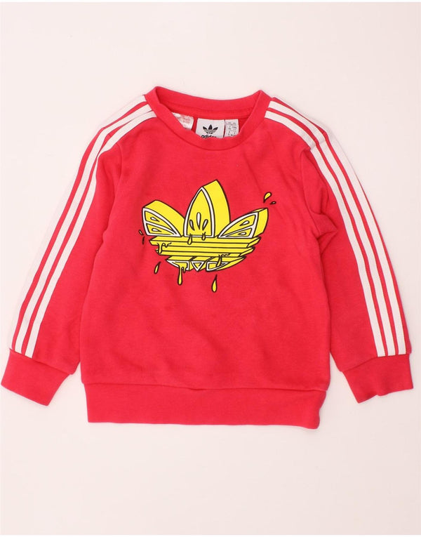 Bluza chłopięca ADIDAS z grafiką, 18-24 miesięcy, różowa, bawełniana