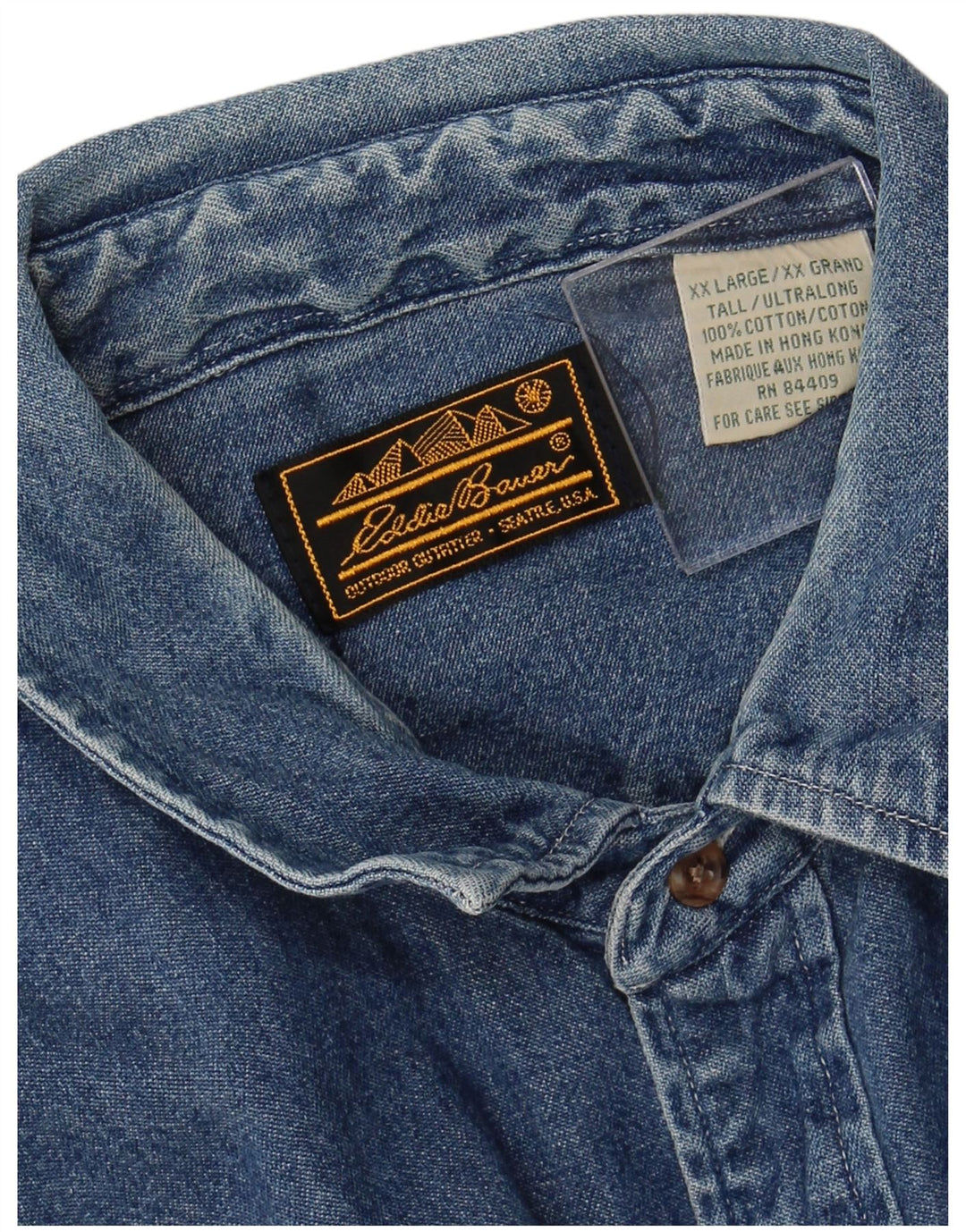 Męska koszula dżinsowa EDDIE BAUER 2XL, niebieska, bawełniana