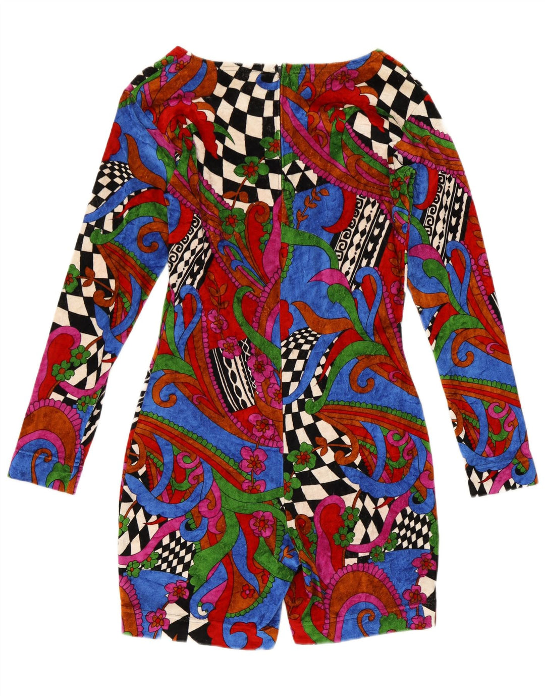 Vintage damski kombinezon welurowy UK 12, średni, wielokolorowy paisley