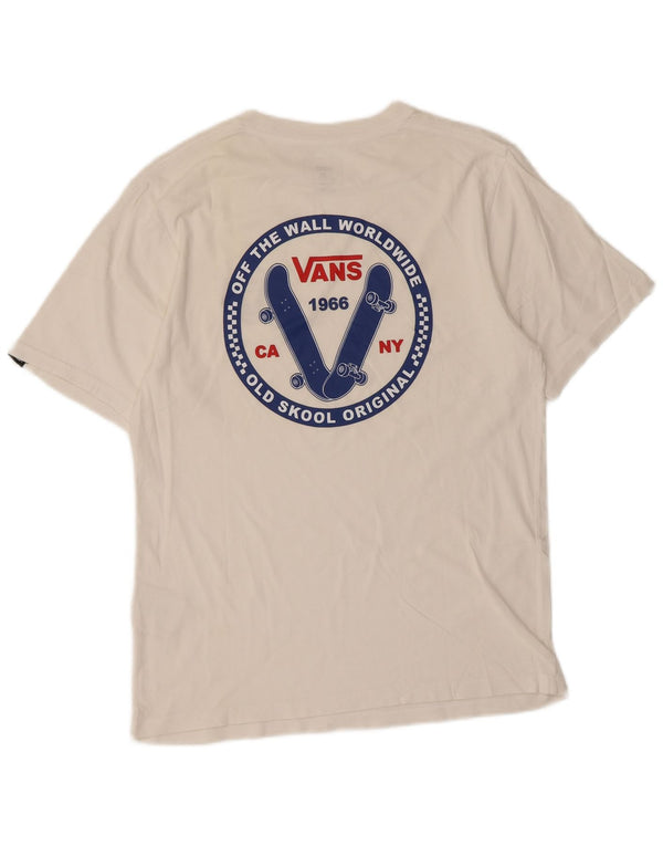 Chłopięcy T-shirt Vans o klasycznym kroju z grafiką, 14-15 lat XL, biała bawełna