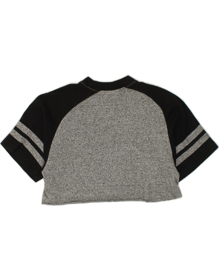 CHAMPION Womens Crop Top UK 10 Small Grey Colourblock Cotton Vintage Champion and Second-Hand Champion from Messina Hembry 