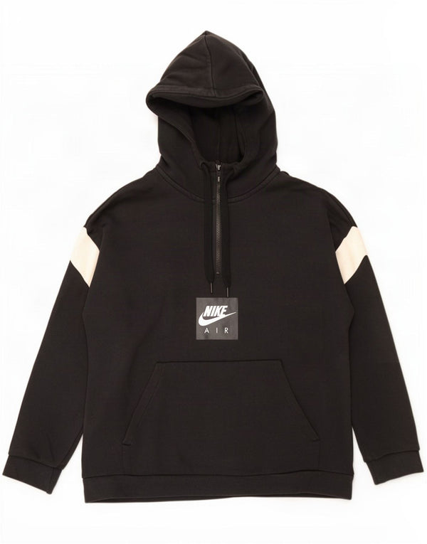 Nike Mens Graphic Zip Neck Hoodie Jumper XL Black Colourblock Cotton