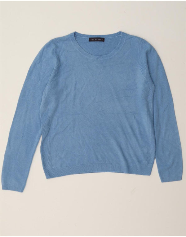 Marks & Spencer Damski sweter z dekoltem w łódkę UK 12 Średni niebieski akryl