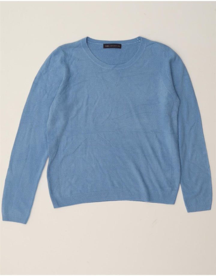 Marks & Spencer Damski sweter z dekoltem w łódkę UK 12 Średni niebieski akryl