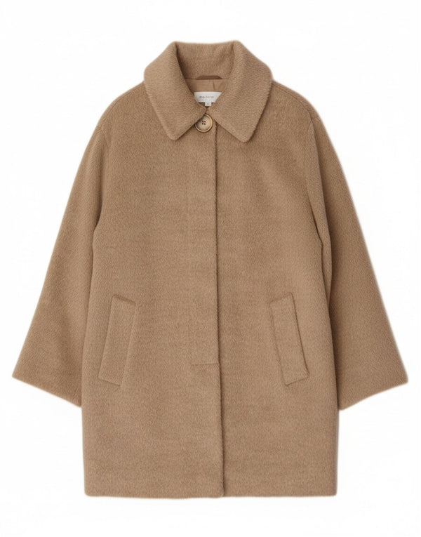 Vintage damski płaszcz oversize UK 12 średniej beżowej wełny