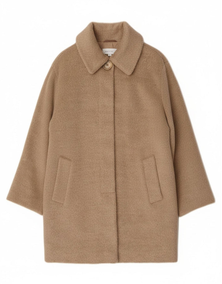 Vintage damski płaszcz oversize UK 12 średniej beżowej wełny