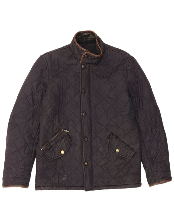 Męska pikowana kurtka Barbour UK 36, mała, granatowa, poliestrowa