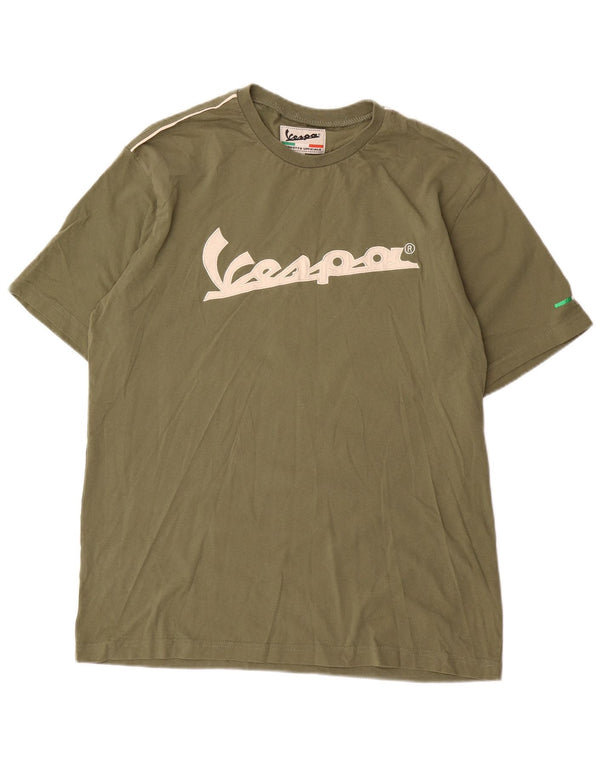 Męska koszulka z grafiką Vespa Top 2XL, bawełna khaki