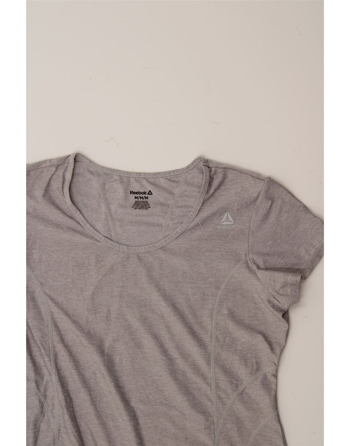 REEBOK Womens T-Shirt Top UK 12 Medium Grey Polyester Vintage Reebok and Second-Hand Reebok from Messina Hembry 