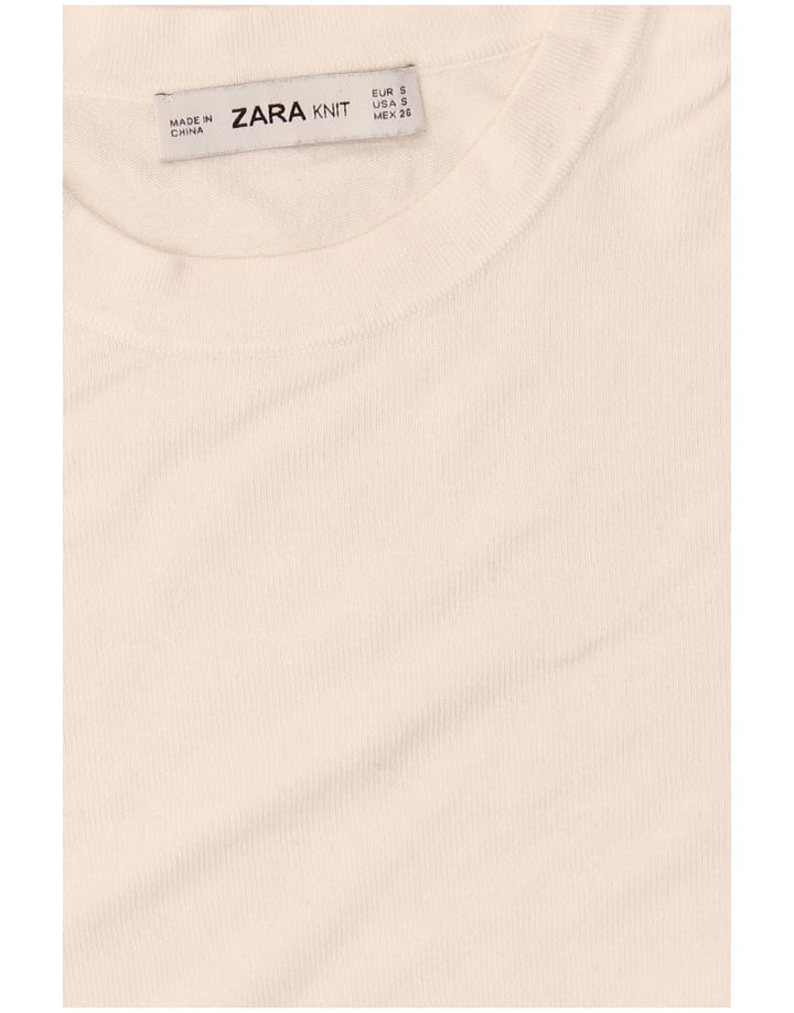 Sweter damski Zara z okrągłym dekoltem, UK 10, mały, biały