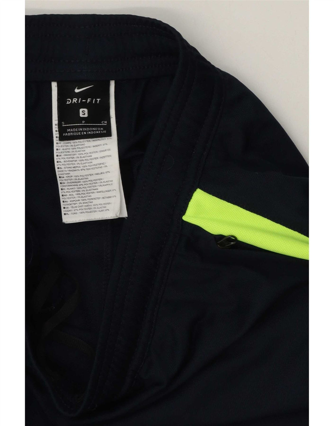 Męskie spodnie dresowe Nike Dri Fit, małe, granatowe, z poliestru w blokach kolorów