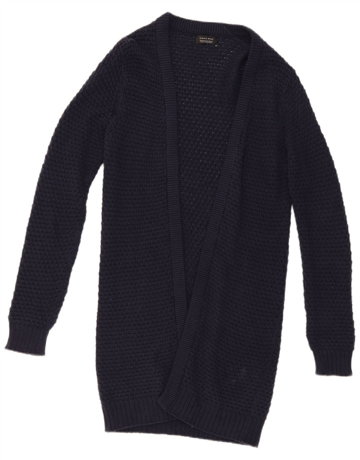 Męski sweter rozpinany ZARA, średni granatowy, bawełniany