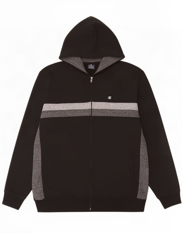 Męski sweter z kapturem i zamkiem Champion, 2XL, czarna bawełna z blokami kolorów