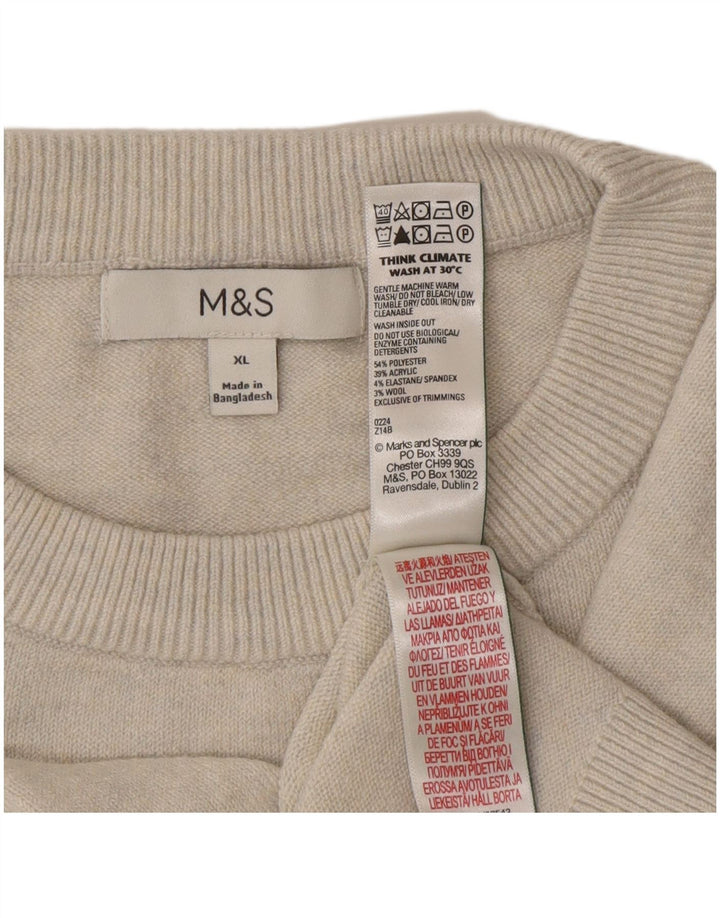 Marks & Spencer Męski sweter z okrągłym dekoltem XL, szary, poliester