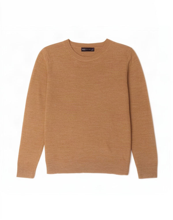 Marks & Spencer Damski sweter z dekoltem w łódkę, UK 10, mały, beżowy, akrylowy