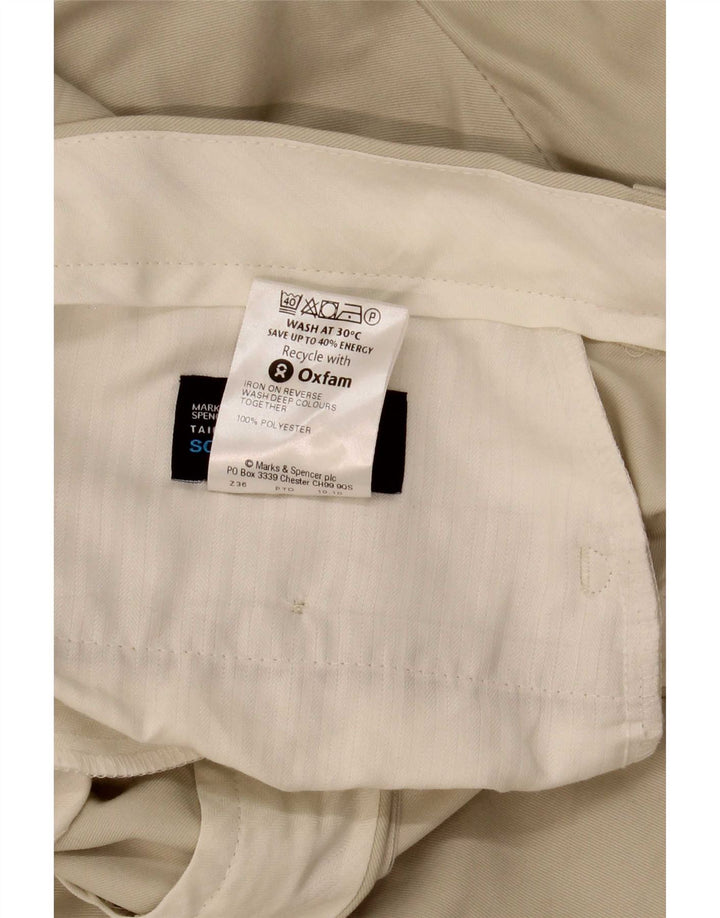 Marks & Spencer Męskie proste spodnie chino W34 L33 Beżowy poliester