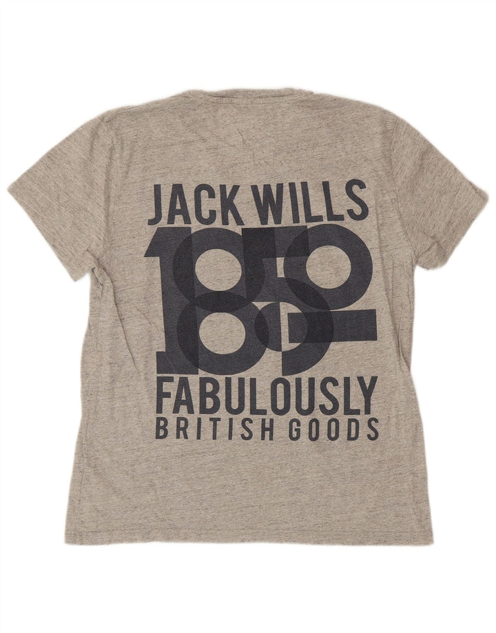 Męski T-shirt z grafiką JACK WILLS Średni szary, bawełniany nakrapiany