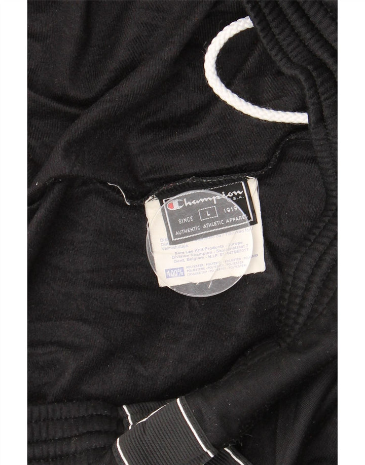Męskie spodnie dresowe CHAMPION z grafiką, duże, czarne, poliestrowe
