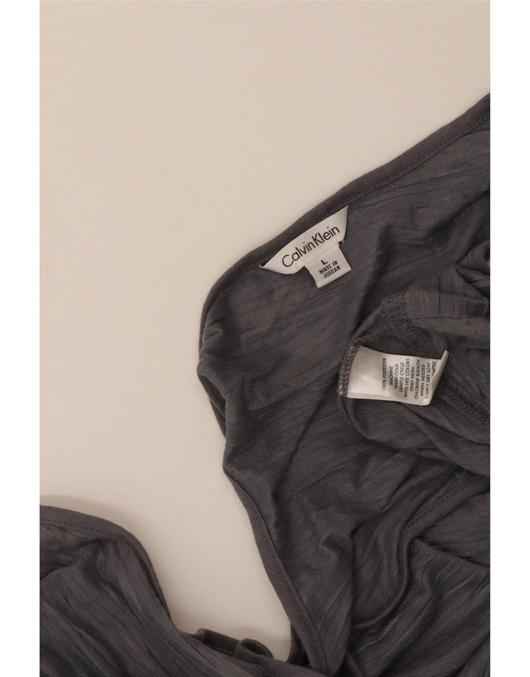 CALVIN KLEIN Damski top z kamizelką UK 14, duży, szary, poliestrowy w paski