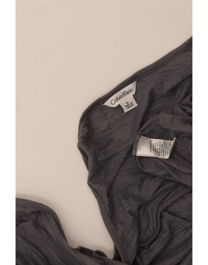 CALVIN KLEIN Damski top z kamizelką UK 14, duży, szary, poliestrowy w paski