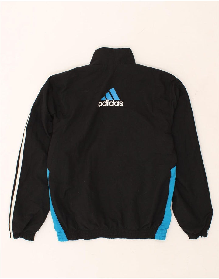 Męska kurtka dresowa ADIDAS z grafiką, mała, czarna, poliestrowa z blokami kolorów