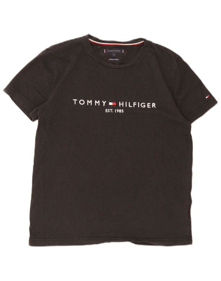 Męska koszulka z grafiką Tommy Hilfiger, średnia, czarna bawełna