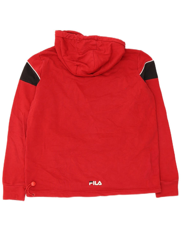 Męska bluza z kapturem Fila z grafiką XS, bawełniana w kolorze czerwonym, z blokami kolorów