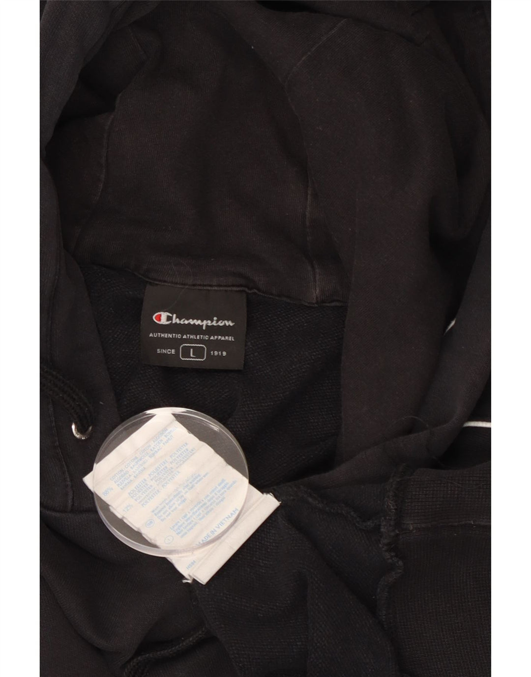 Męski sweter z kapturem i grafiką CHAMPION, duży, czarny, bawełniany