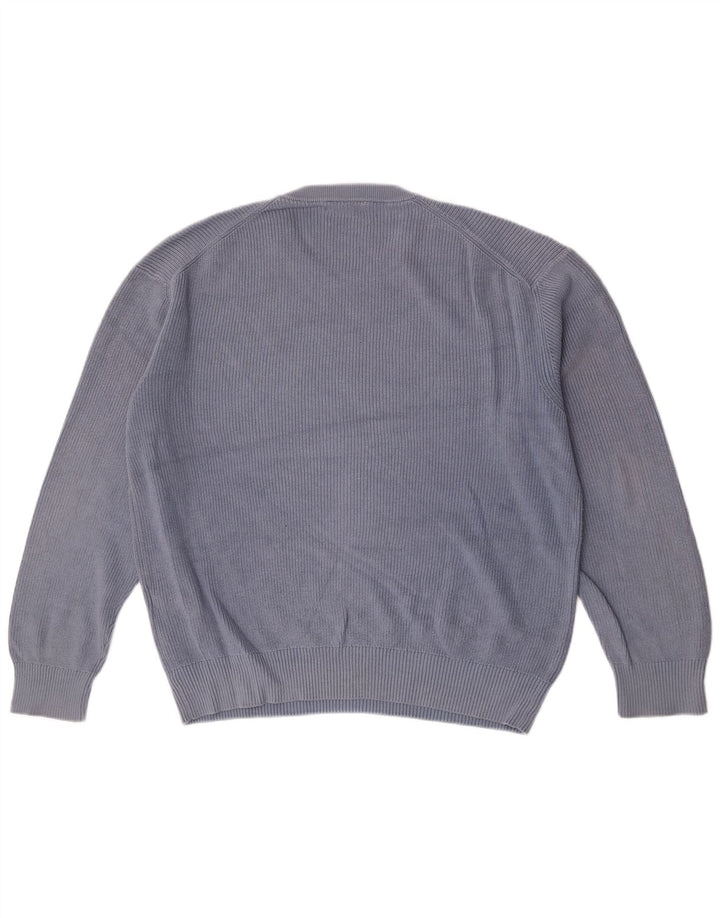 Męski sweter z okrągłym dekoltem Zara, duży, niebieski, bawełniany