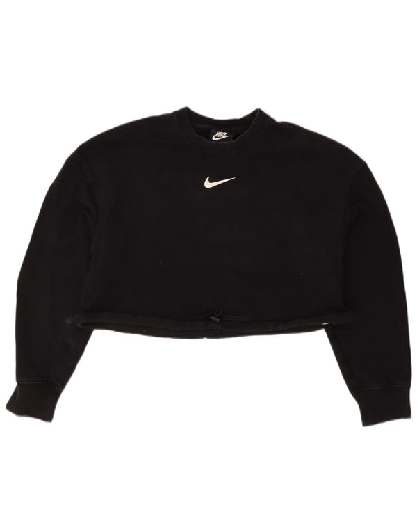 Damska bluza Nike Graphic Crop Jumper UK 12, średnia czarna bawełna