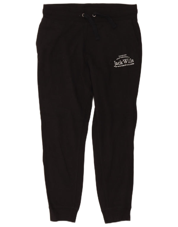 Damskie spodnie dresowe Jack Wills Crop Joggers UK 12 Średnia czarna bawełna