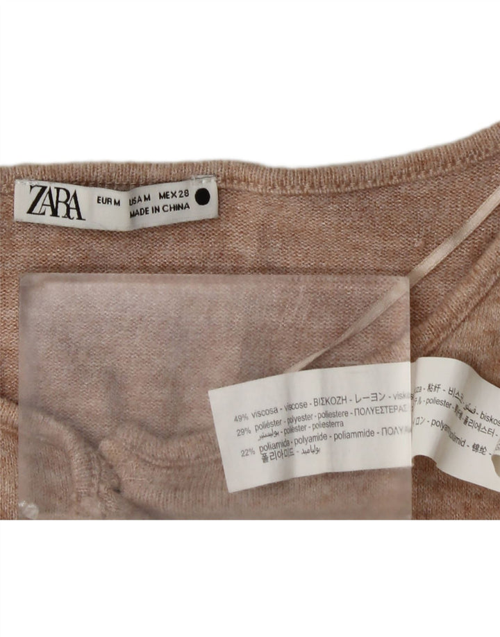 Sweter damski Zara Crop Cardigan UK 14 Średni Beżowy Wiskoza