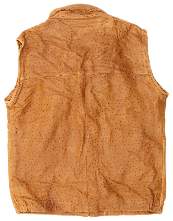 Męska kamizelka skórzana VINTAGE IT 56 3XL brązowa w cętki