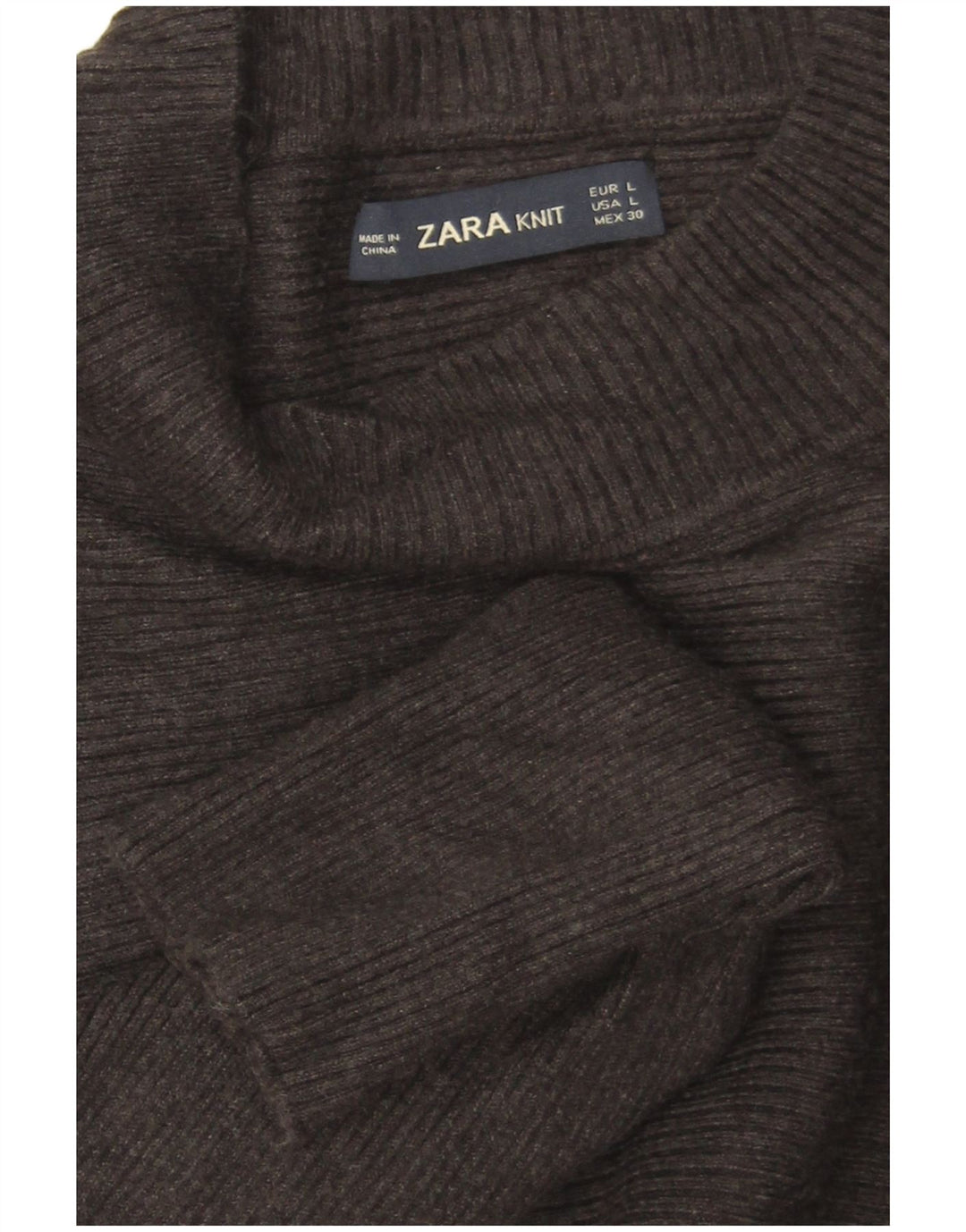 Damski sweter Zara z golfem w kształcie skrzydła nietoperza, UK 16, duży, szary